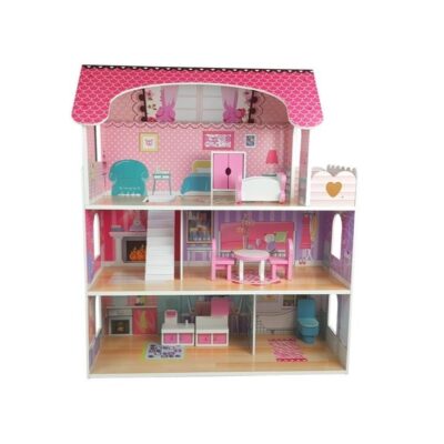 Drvena kuća za lutke "Milena" roza