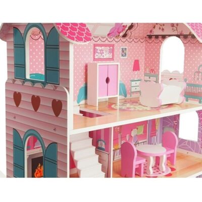 Drvena kuća za lutke "Milena" roza