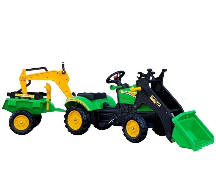 Dječji traktor na pedale s prikolicom i žlicom Benson zeleni