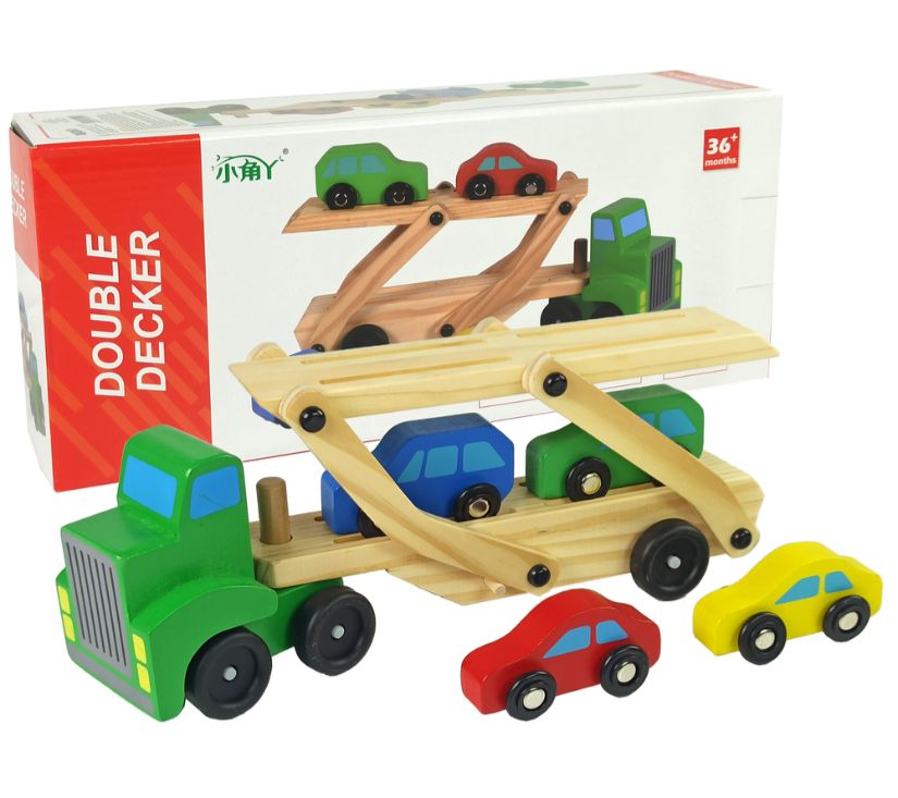 Drveni zeleni kamion s prikolicom