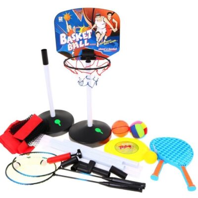 Sportski set 5u1, košarka, odbojka, badminton, frizbi, tenis