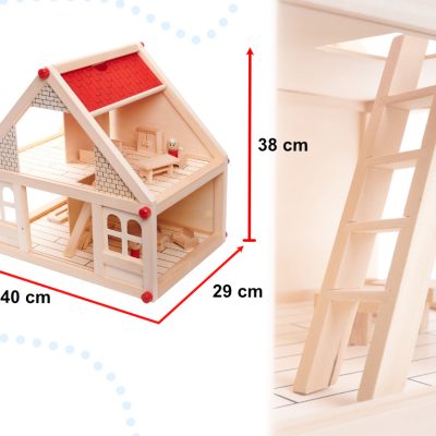 KX6486 Domek dla lalek drewniany + mebelki i ludziki 40cm 3