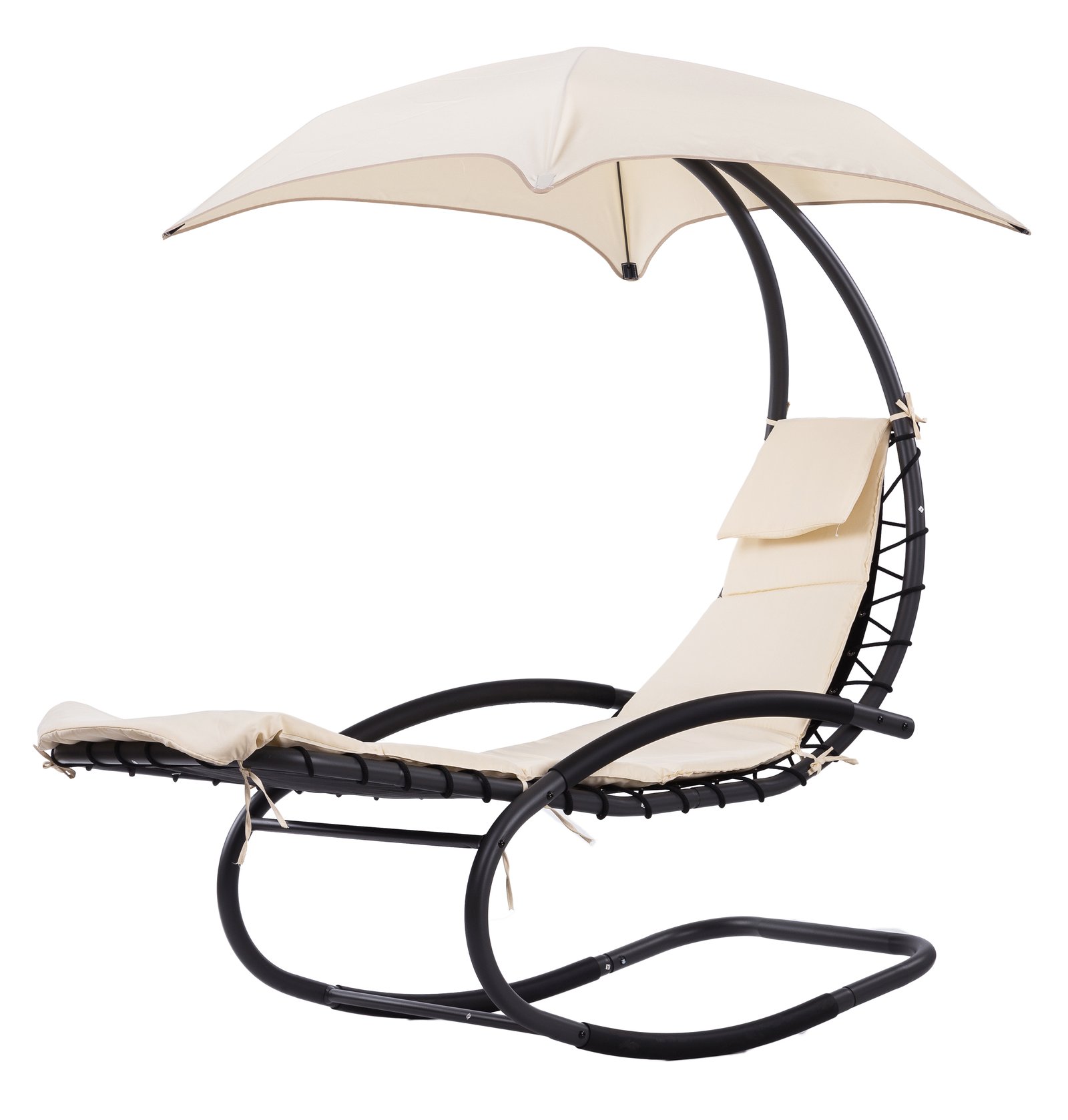 Vrtna stolica za ljuljanje s krovom bež