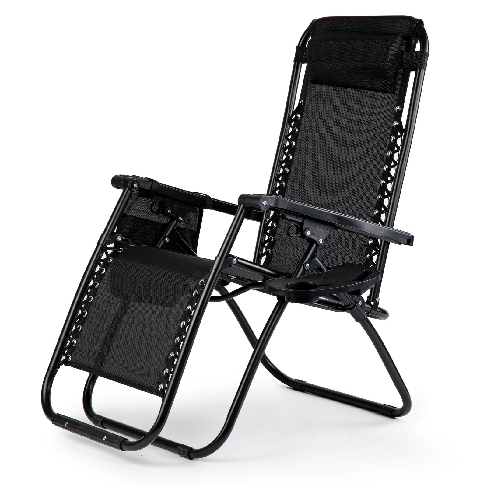 ModernHome vrtna ležaljka s naslonom za glavu ZRL009 crna