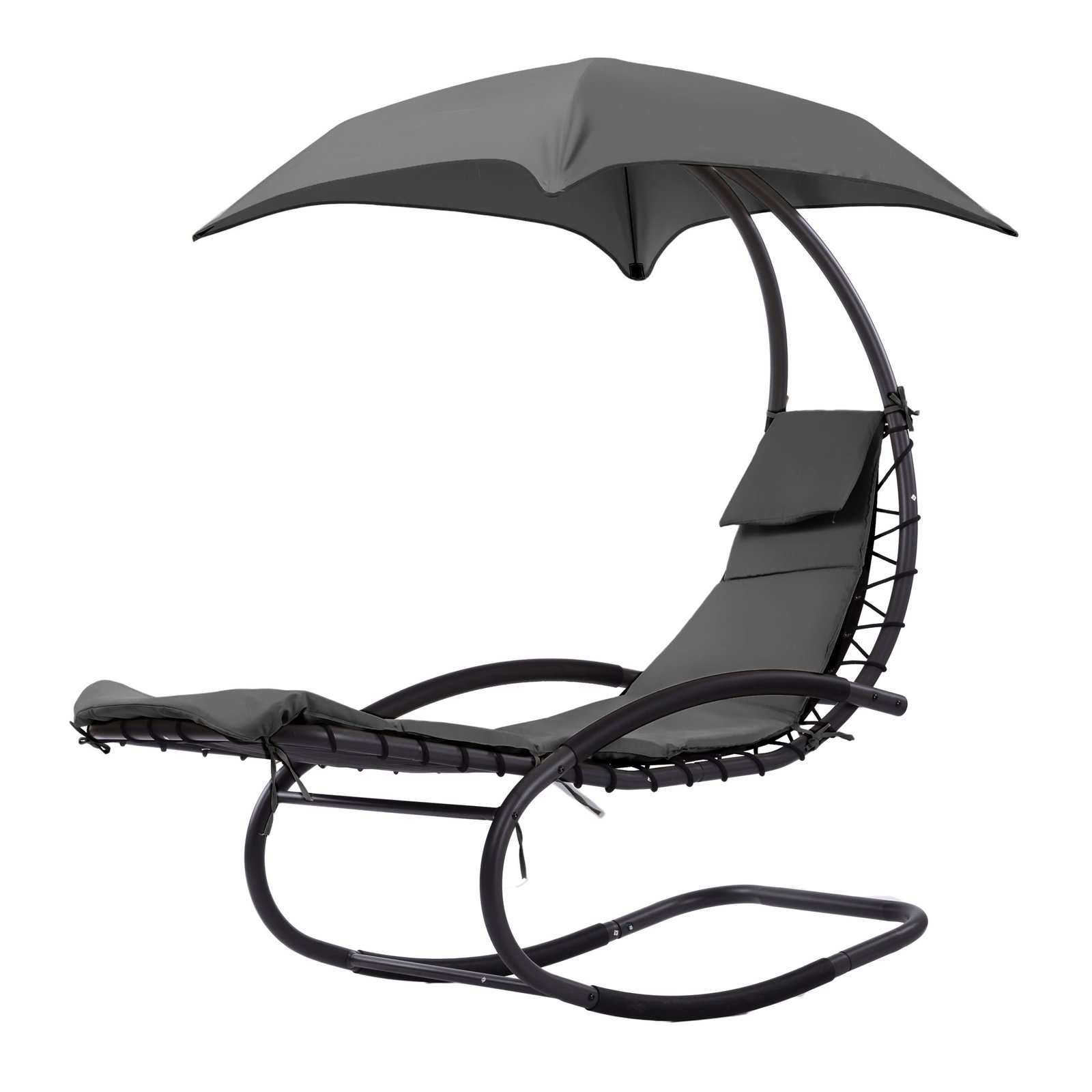 Vrtna stolica za ljuljanje s krovom crna