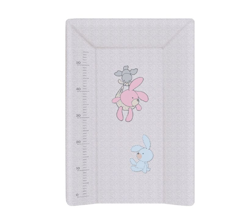 Ceba Baby Kratka profilirana mekana podloga za previjanje s uzglavljem zečići sivo 50x70