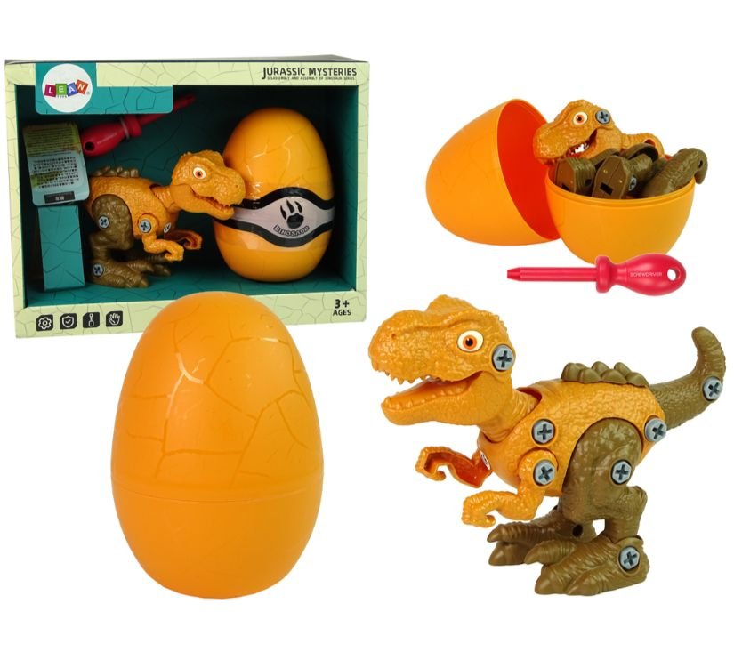 Dinosaur Tyrannosaurus Rex na rastavljanje s jajetom i dodacima narančasti