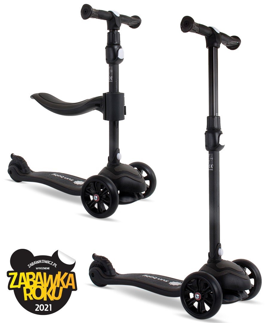 Dječji romobil na 3 kotača sa sjedalom crni