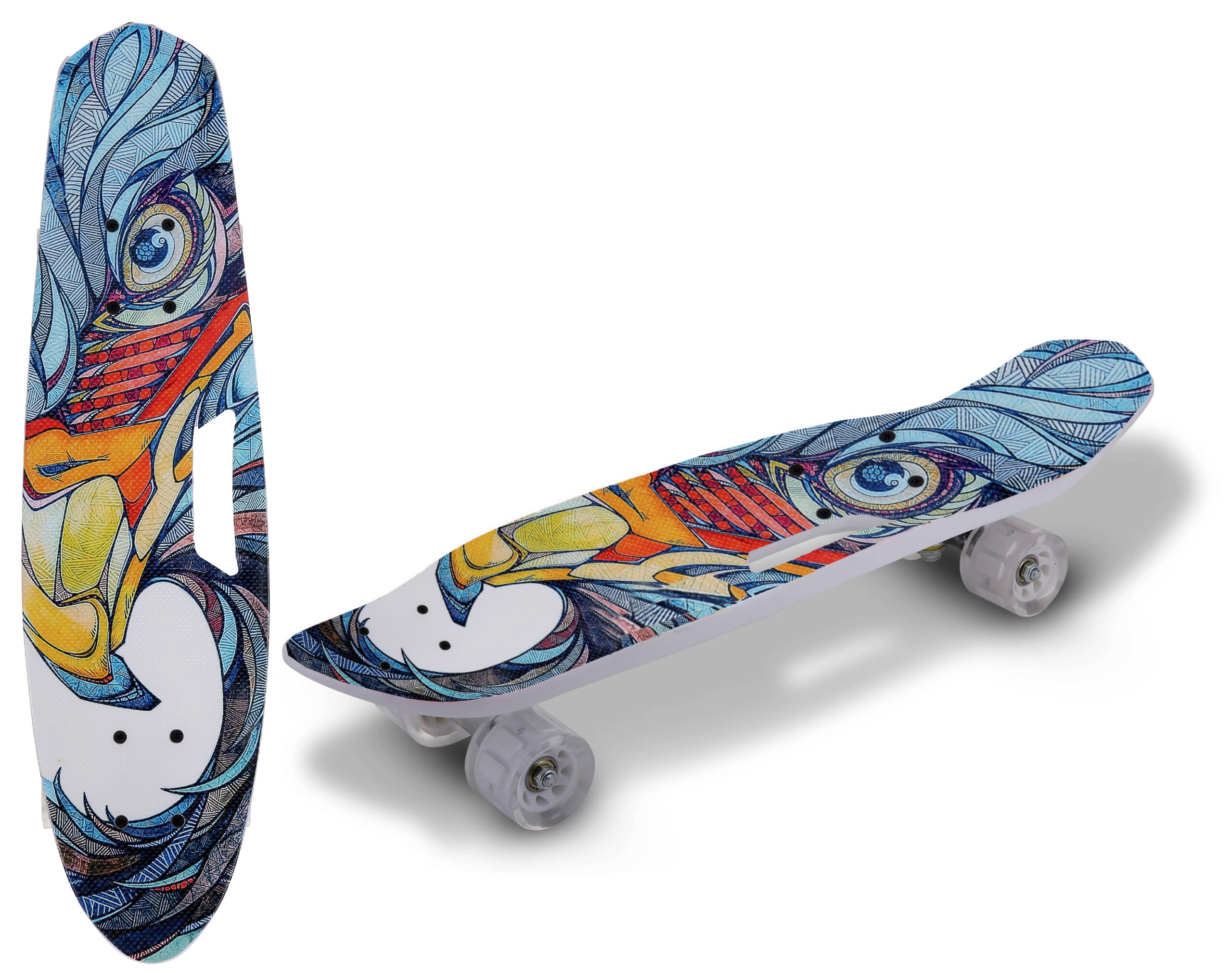 Skateboard s drškom i svjetlećim RGB LED kotačima