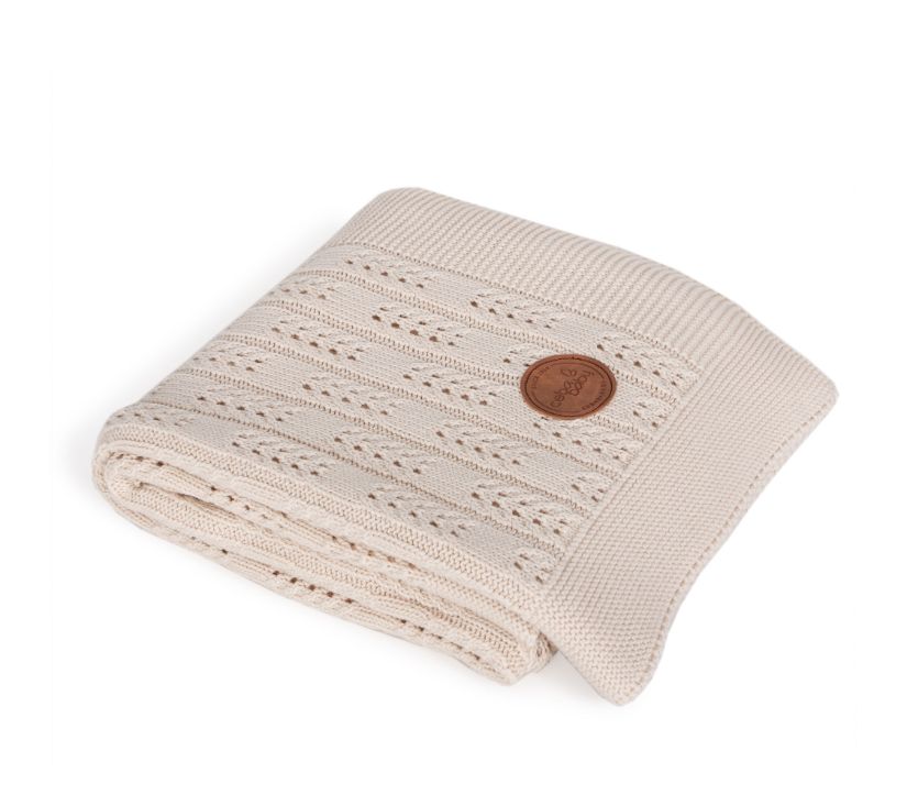 Ceba Baby Pokrivač pleteni (90x90) riblja kost bež