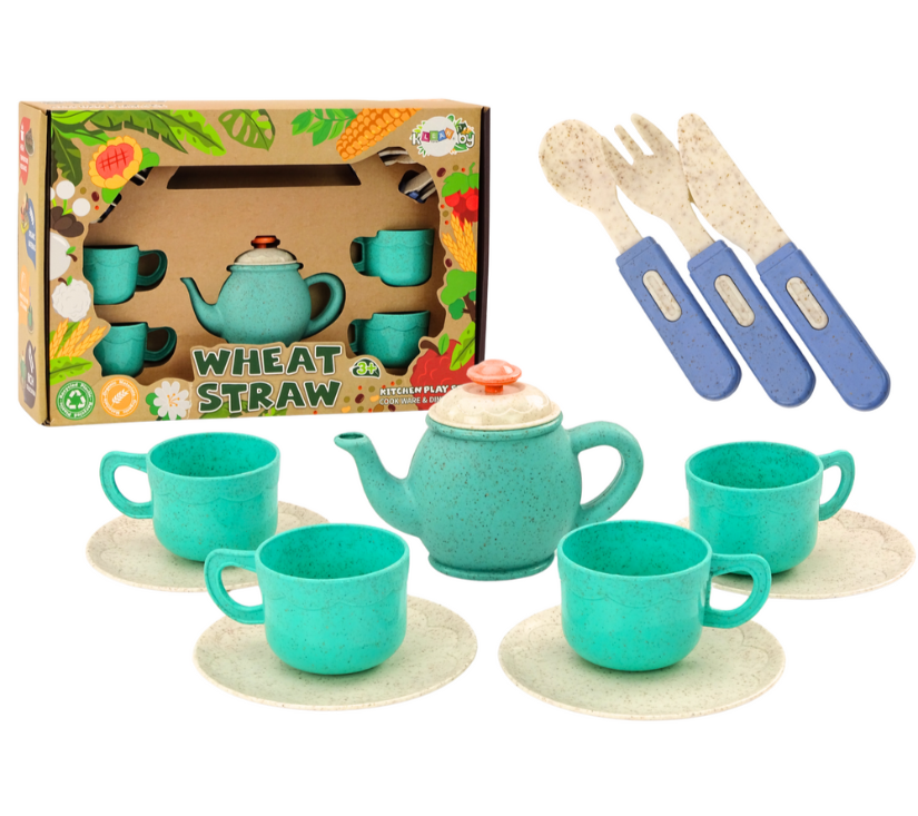 Plastični set čajnik s priborom za jelo 22 elementa