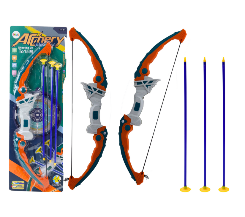 Zeleni i narančasti luk za gađanje s vakuumskim čašicama 3 komada