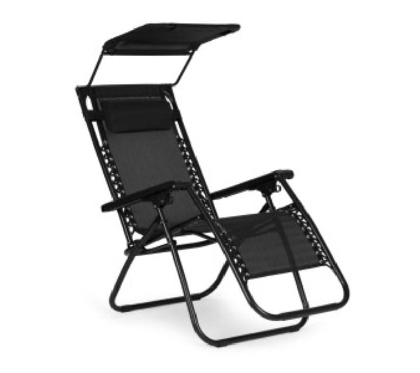 ModernHome ležaljka s krovom, crna