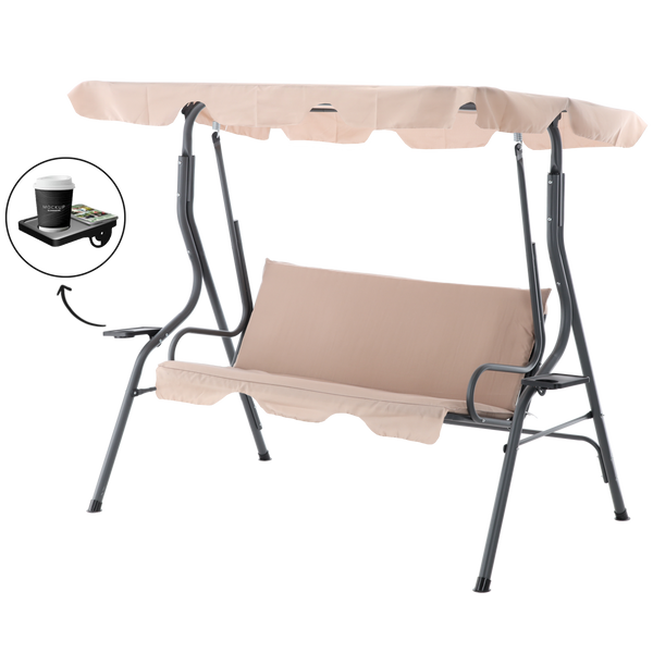 Vrtna ljuljačka 170 x 110 x 153 cm tamno bež bez tabličeta s držačima za čaše *0735