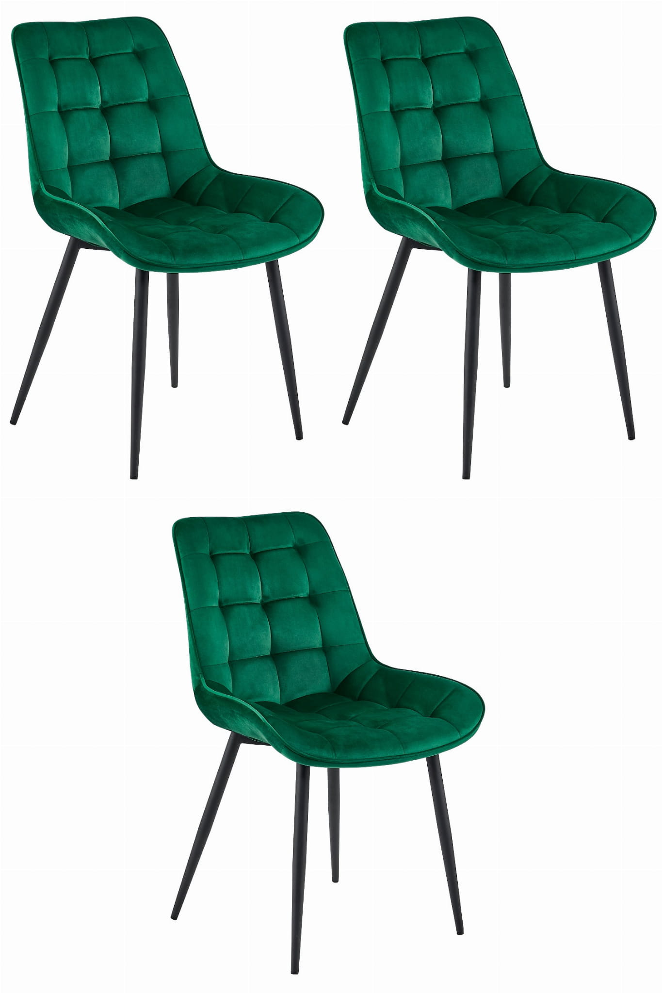 BERA stolica - tamno zeleni baršun / crne noge x 3