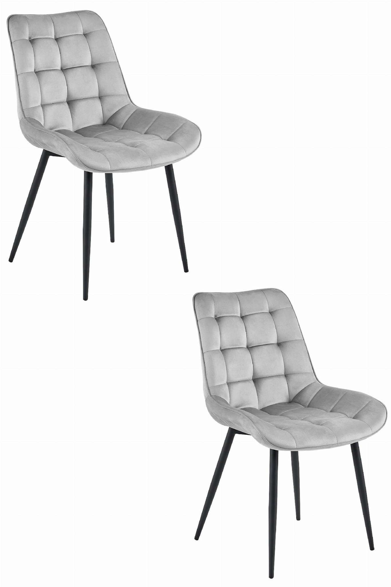 BERA stolica - srebrno sivi baršun / crne noge x 2