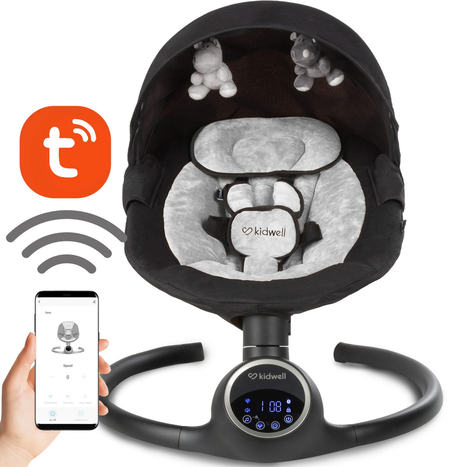 Električna dječja ležaljka Kidwell REVE 2-u-1 crna