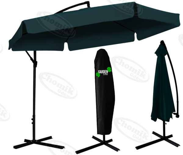 Vrtni suncobran 3 m zeleni "banana" s navlakom