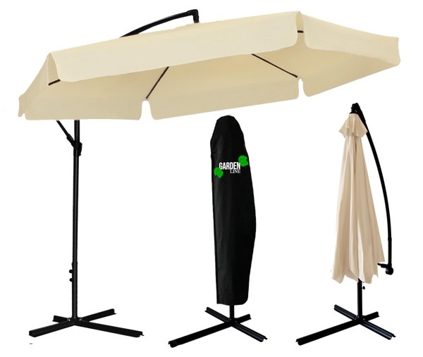 Vrtni suncobran 3 m bež "banana" s navlakom