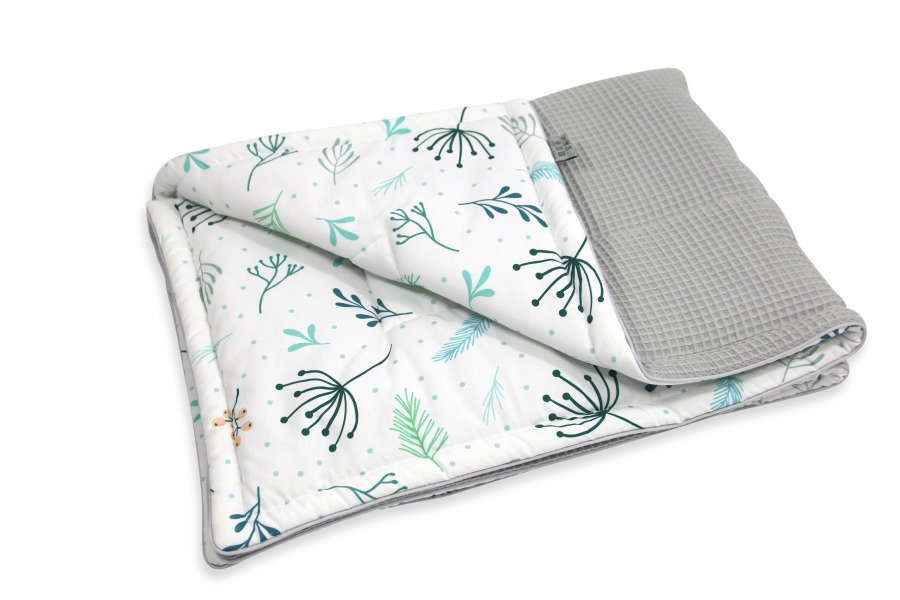 Pamučna deka Cotton-waffel 75x100 Pastel Sprigs i siva
