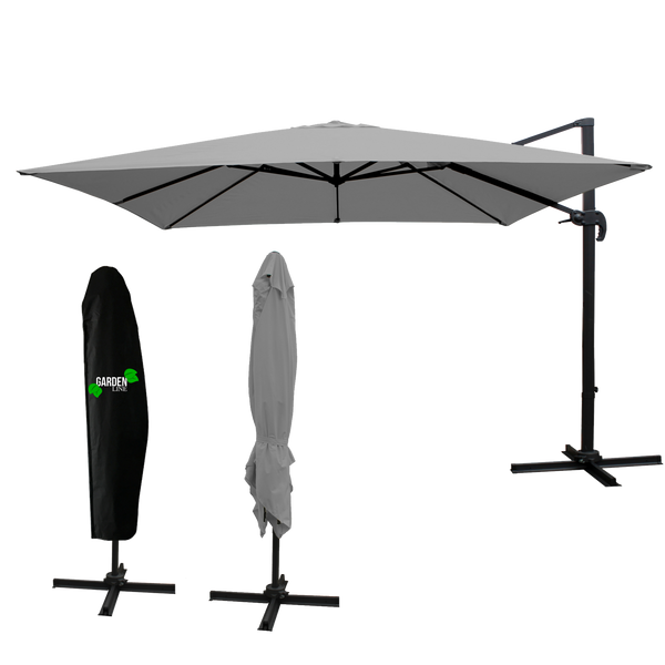 Vrtni suncobran "mini roma" 2,5 x 2,5 m sivi s navlakom