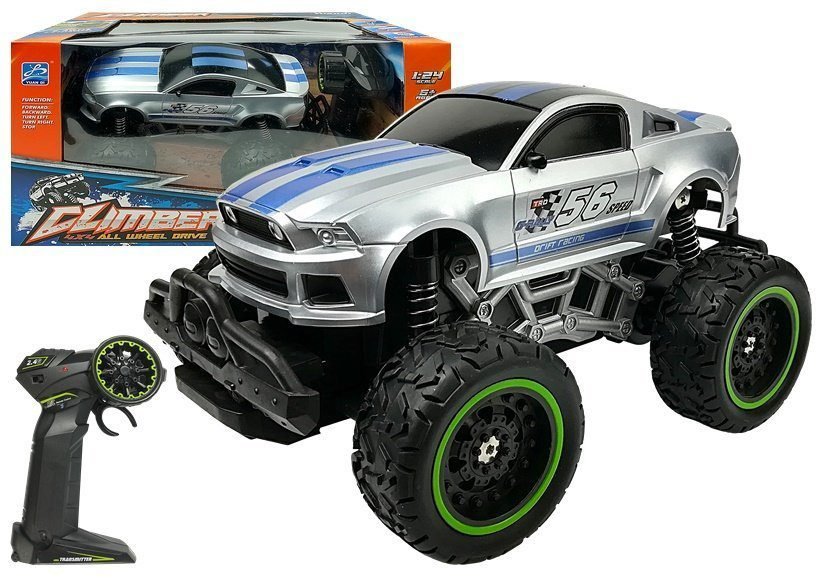 Monster Truck Mustang na daljinsko upravljanje 1:24 srebrni