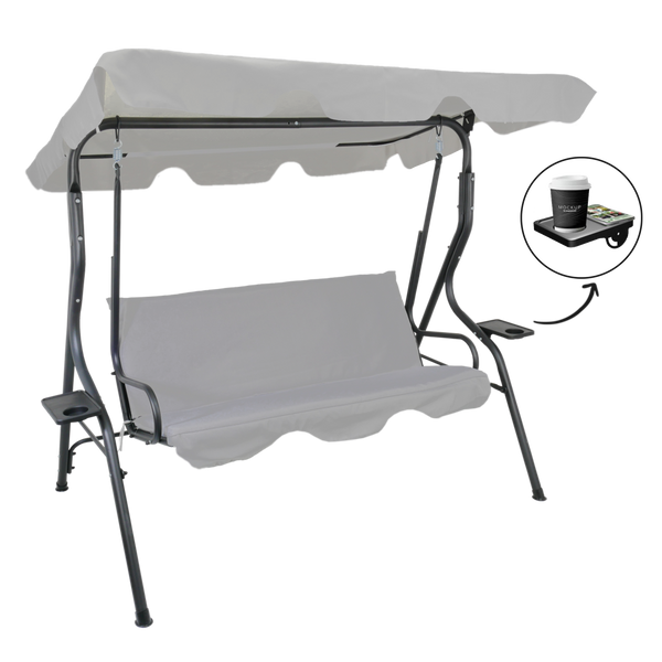Vrtna ljuljačka 170 x 110 x 153 cm siva bez krova s držačima za čaše