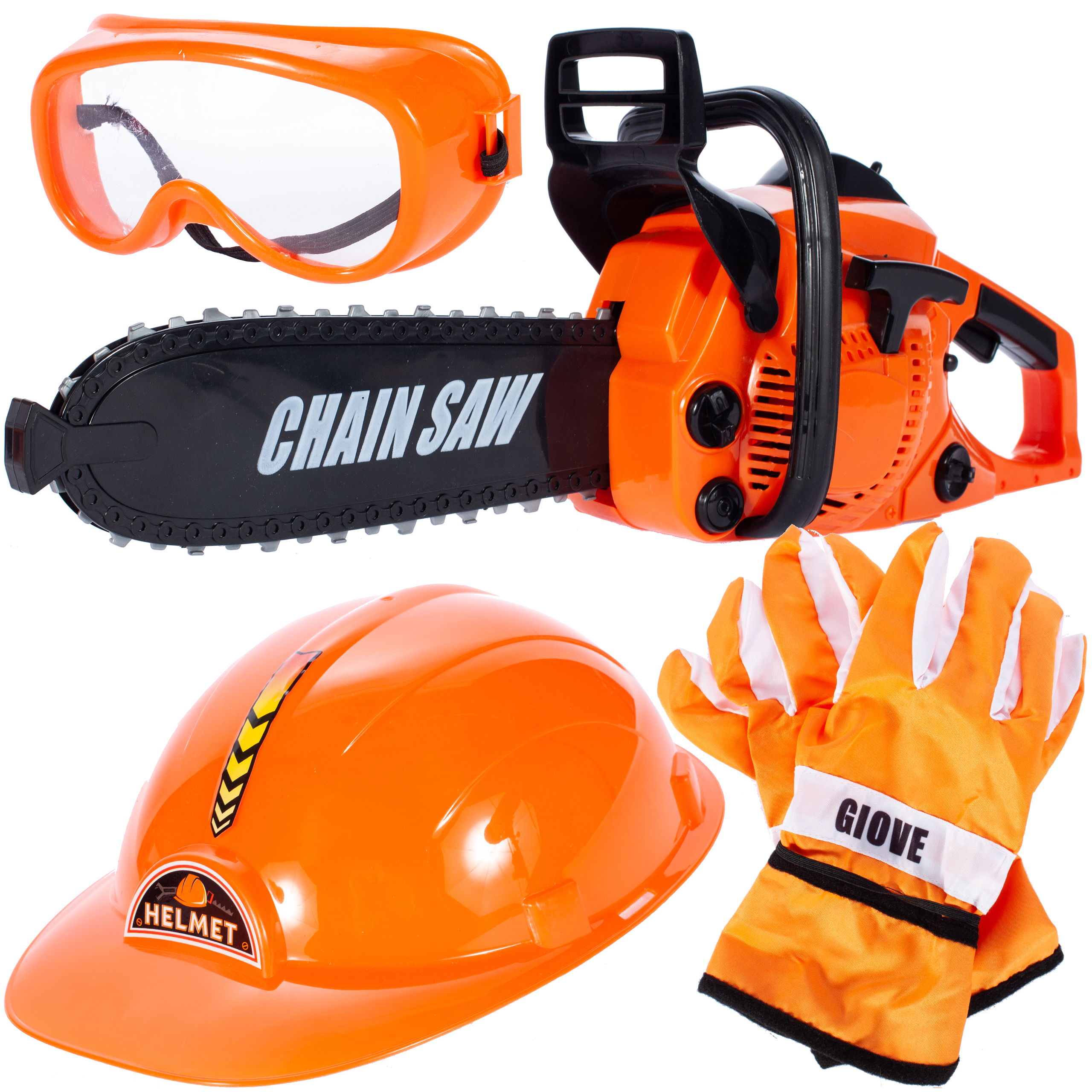 Chain Saw pila za drvosječu, rukavice, kaciga, naočale