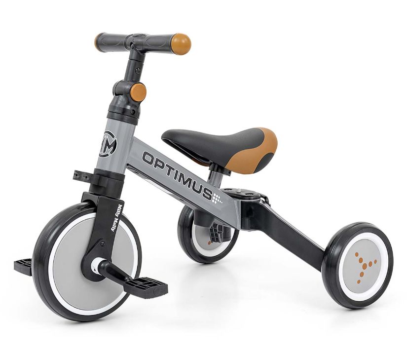 Dječji tricikl guralica 3u1 Optimus sivi