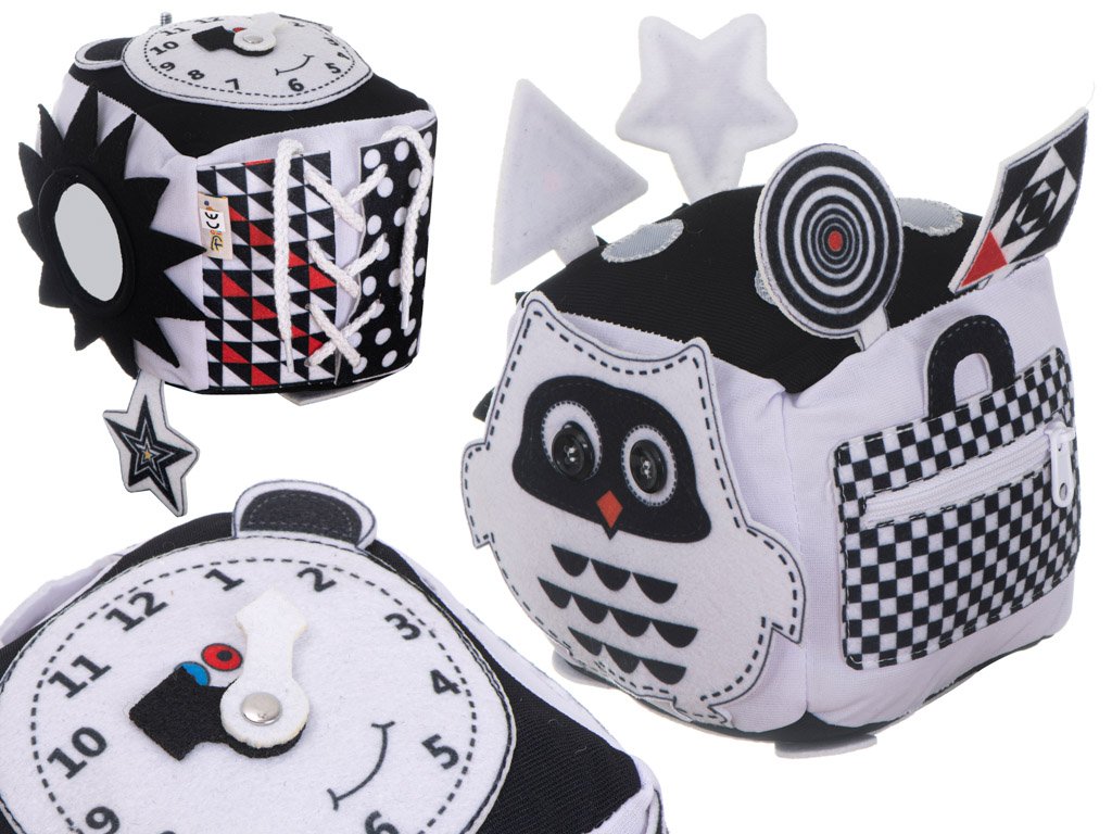 Montessori taktilna kontrastna kocka sovica