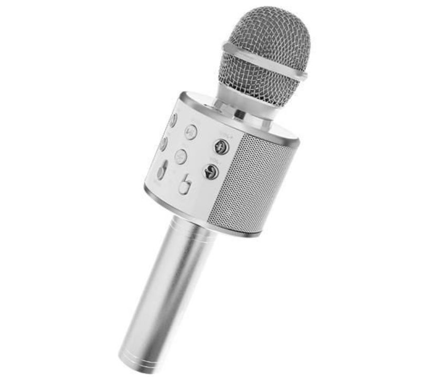 Karaoke mikrofon s zvučnikom sivi