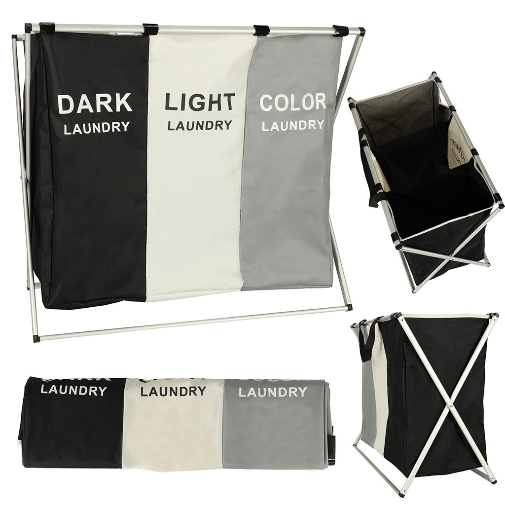 Pregradna košara za rublje 3 pretinca 135l