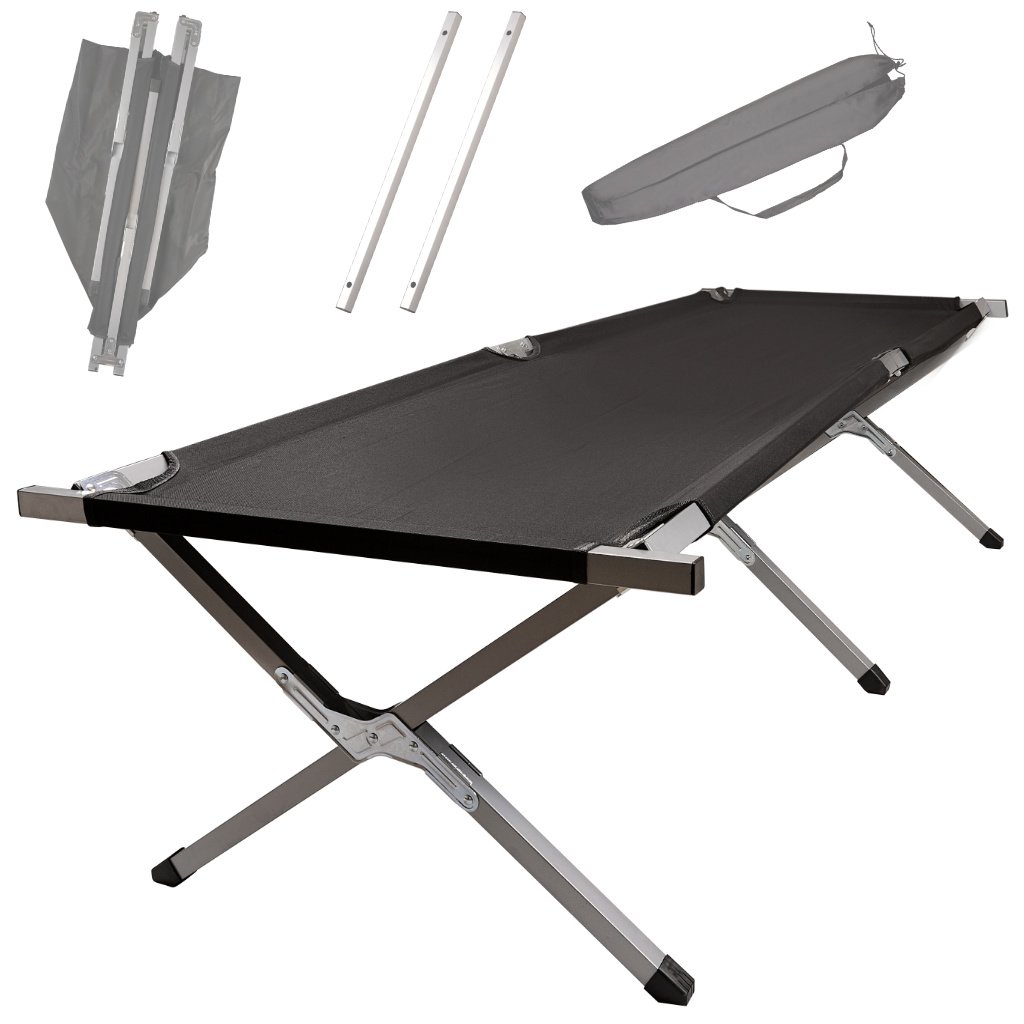 Sklopivi putni terenski krevet kanada crni 150kg