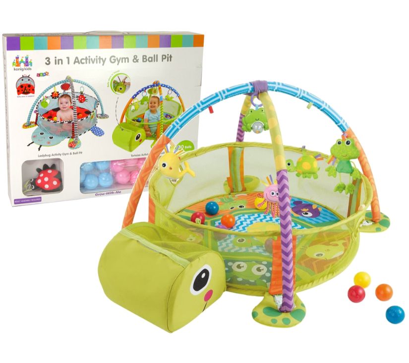 Velika podloga za igranje za bebe Kornjača 3u1 30 loptica