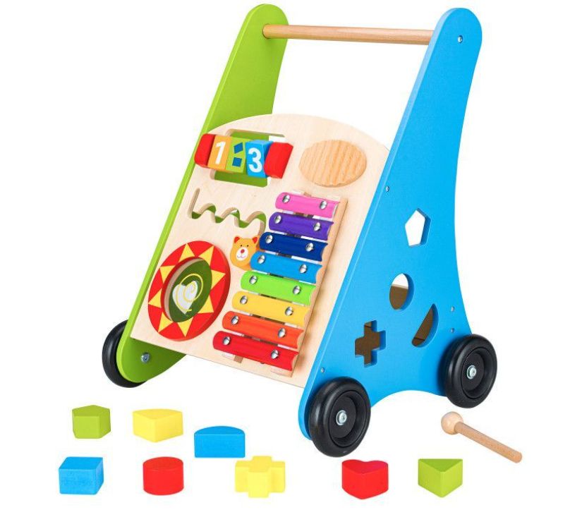 Šarena drvena edukativna guralica s dodacima