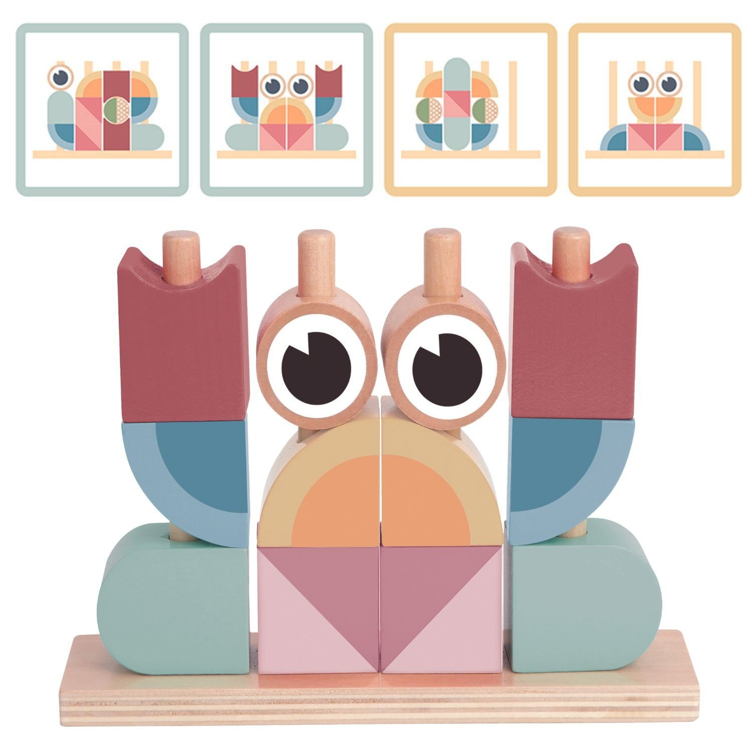 Tooky drvena igračka – rak, slagalica za slaganje blokova (pastel)