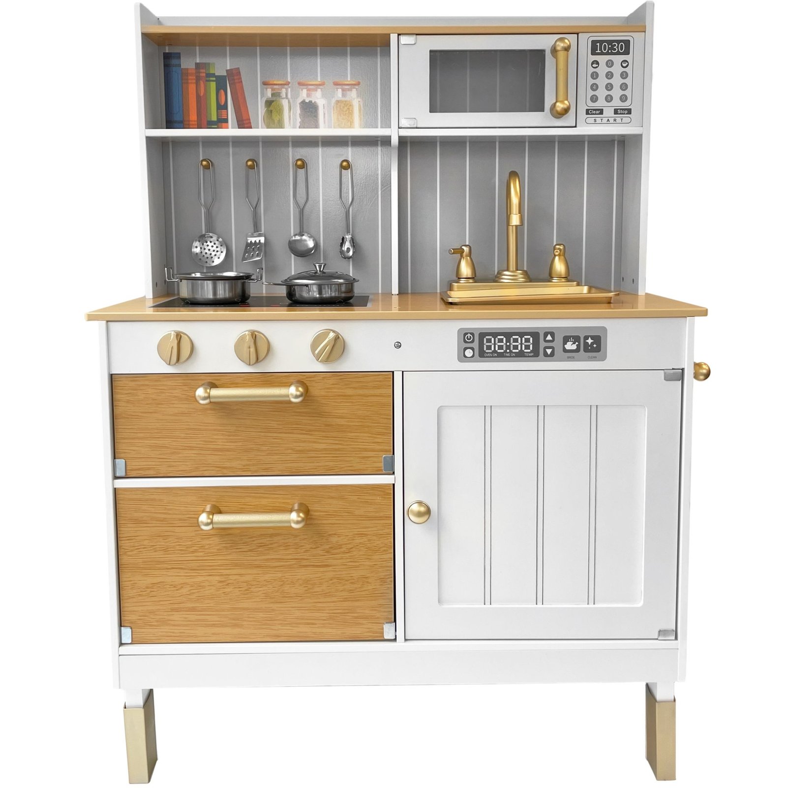 Velika drvena kuhinja za djecu LittleChef – smeđa, s priborom