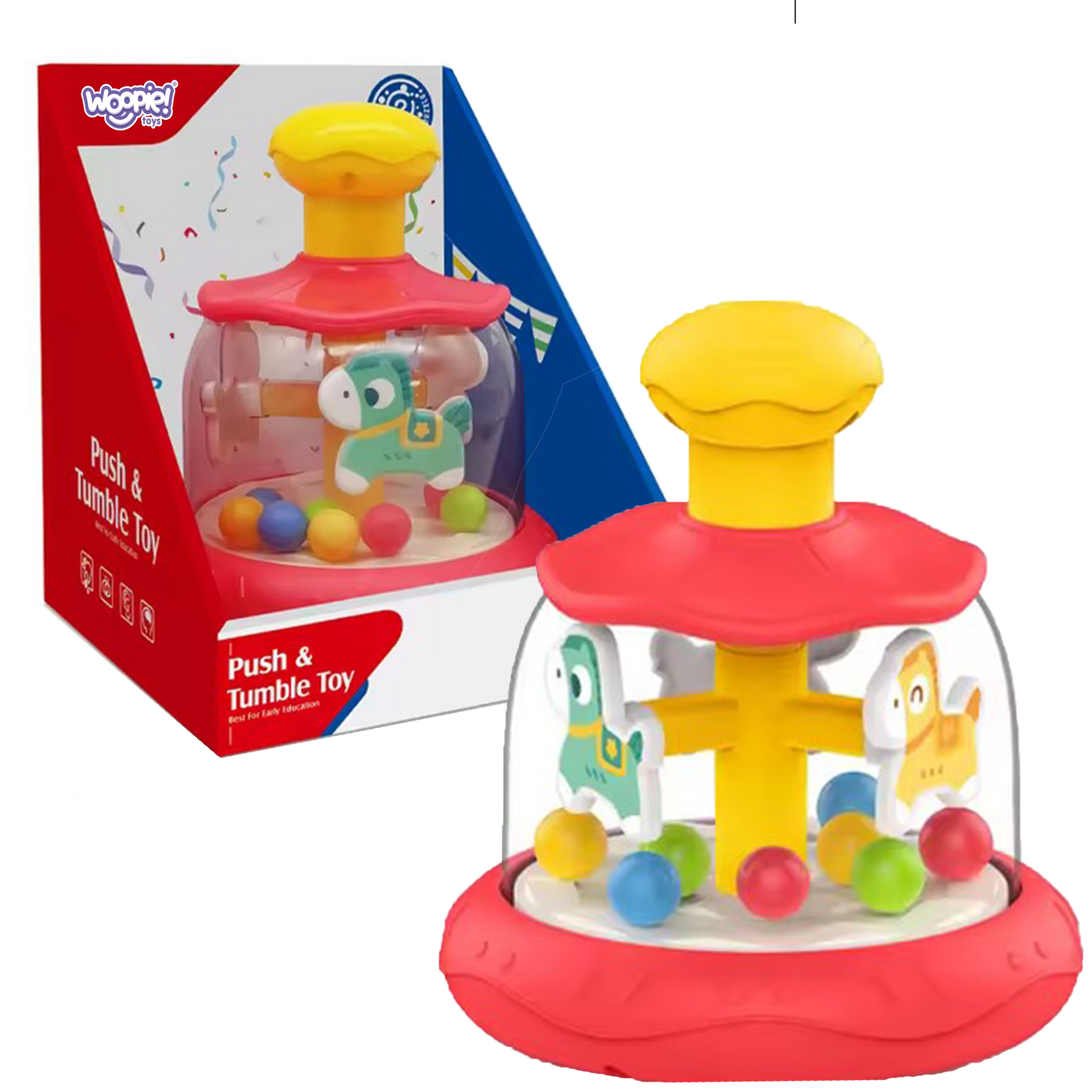 Woopie interaktivni vrtuljak - šareni konjići, crveni 