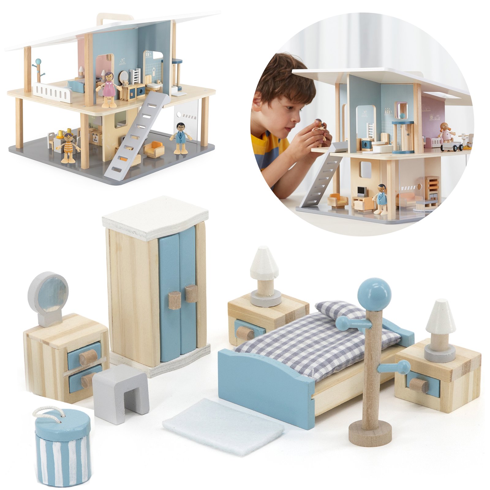 Viga drveni set namještaja za lutke 