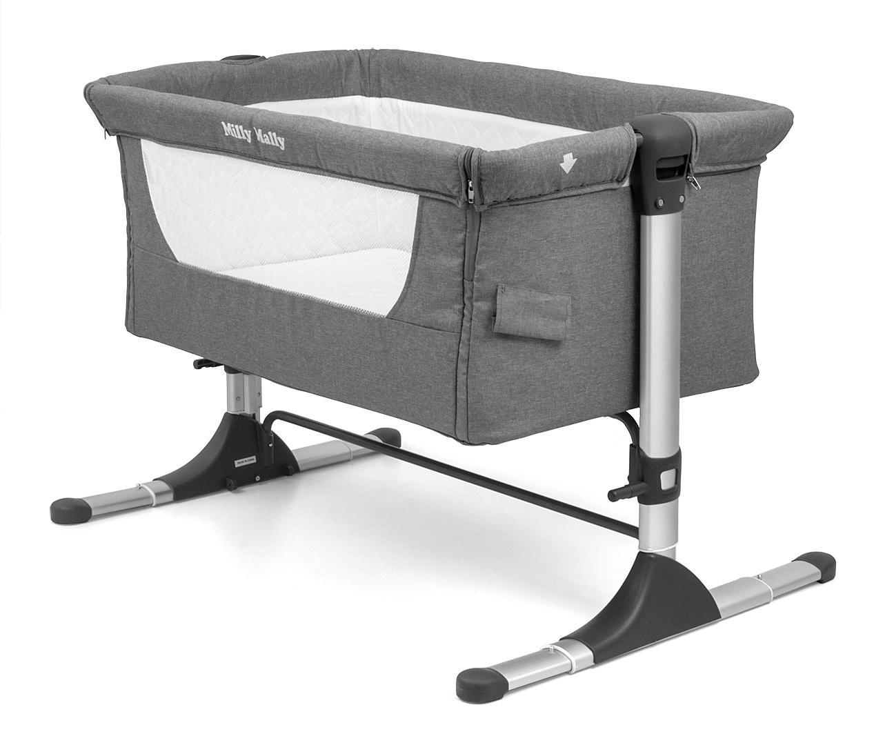 Milly Mally dječji krevetić Side by Side sivi