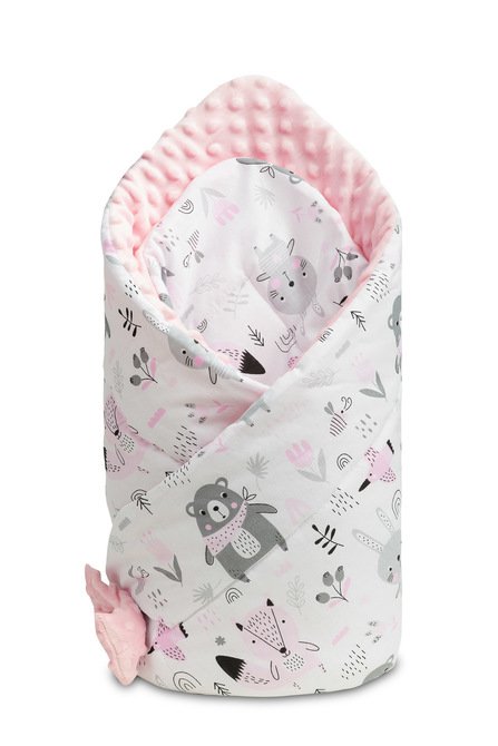 Dvostrani poplun za bebe 80x80cm Minky roza