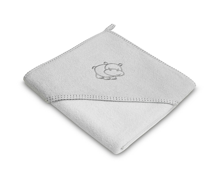 Sensillo dječji ručnik s kapuljačom 80X80cm nilski konj sivi