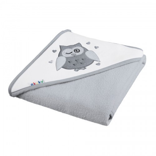 Sensillo dječji ručnik s kapuljačom 100x100cm sova sivi