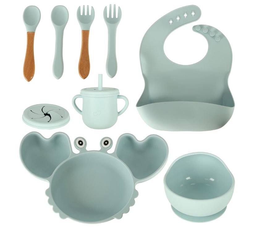 Silikonsko posuđe za djecu 9 komada plavo