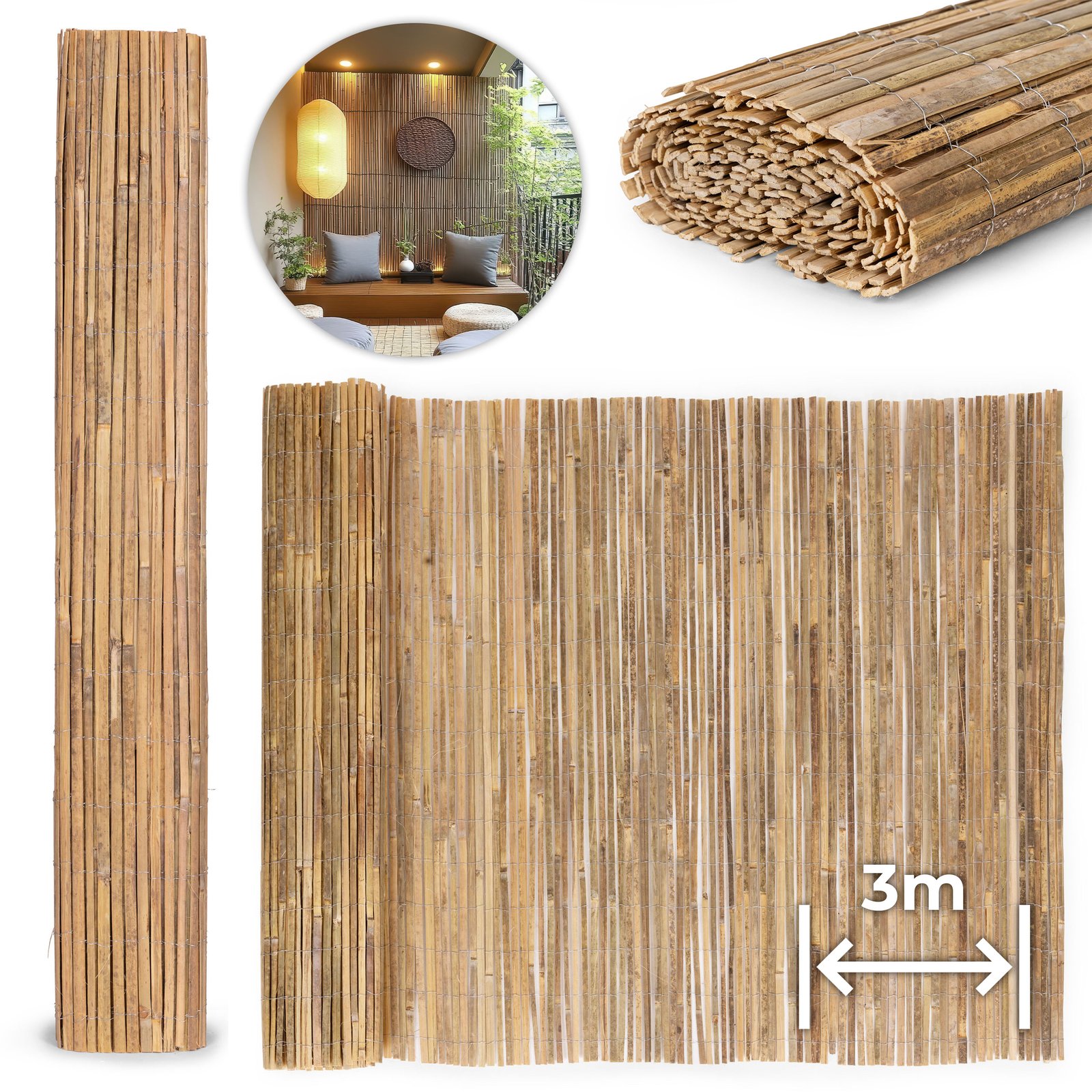 MultiGarden obostrana bambusova prostirka 150x300 cm – za balkon, terasu ili ogradu, prirodna