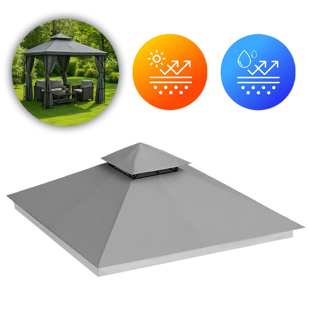 MultiGarden zamjenski krov za vrtni paviljon 3x3 m – vodootporan, s otvorom za ventilaciju, sivi