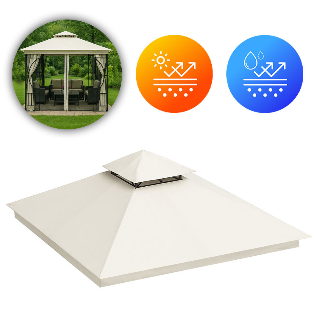 MultiGarden zamjenski krov za vrtni paviljon 3x3 m – vodootporan, s otvorom za ventilaciju, bež