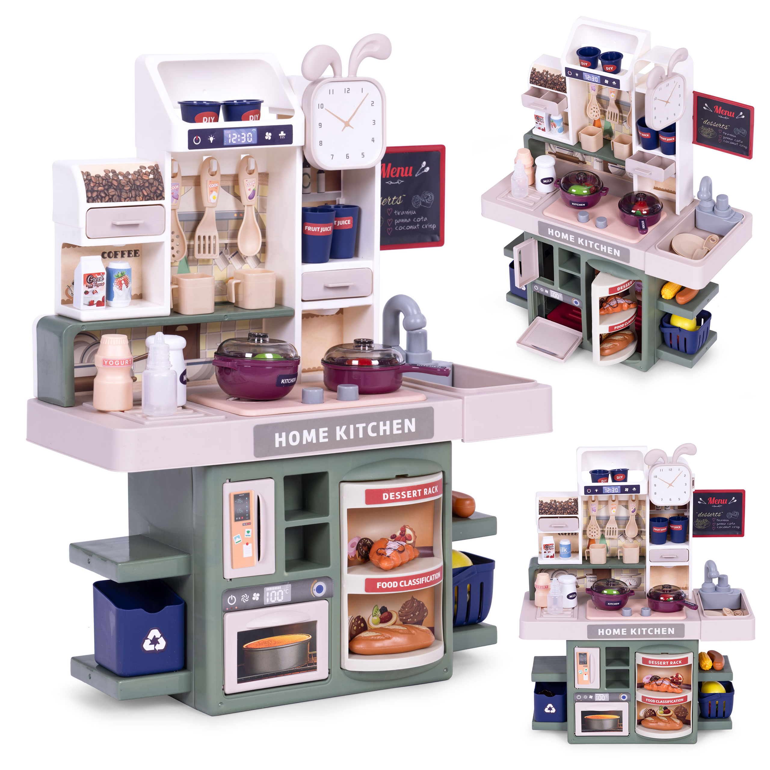 Dječja kuhinja sa zvukovima, LED svjetlima, generatorom pare, 35 dodataka