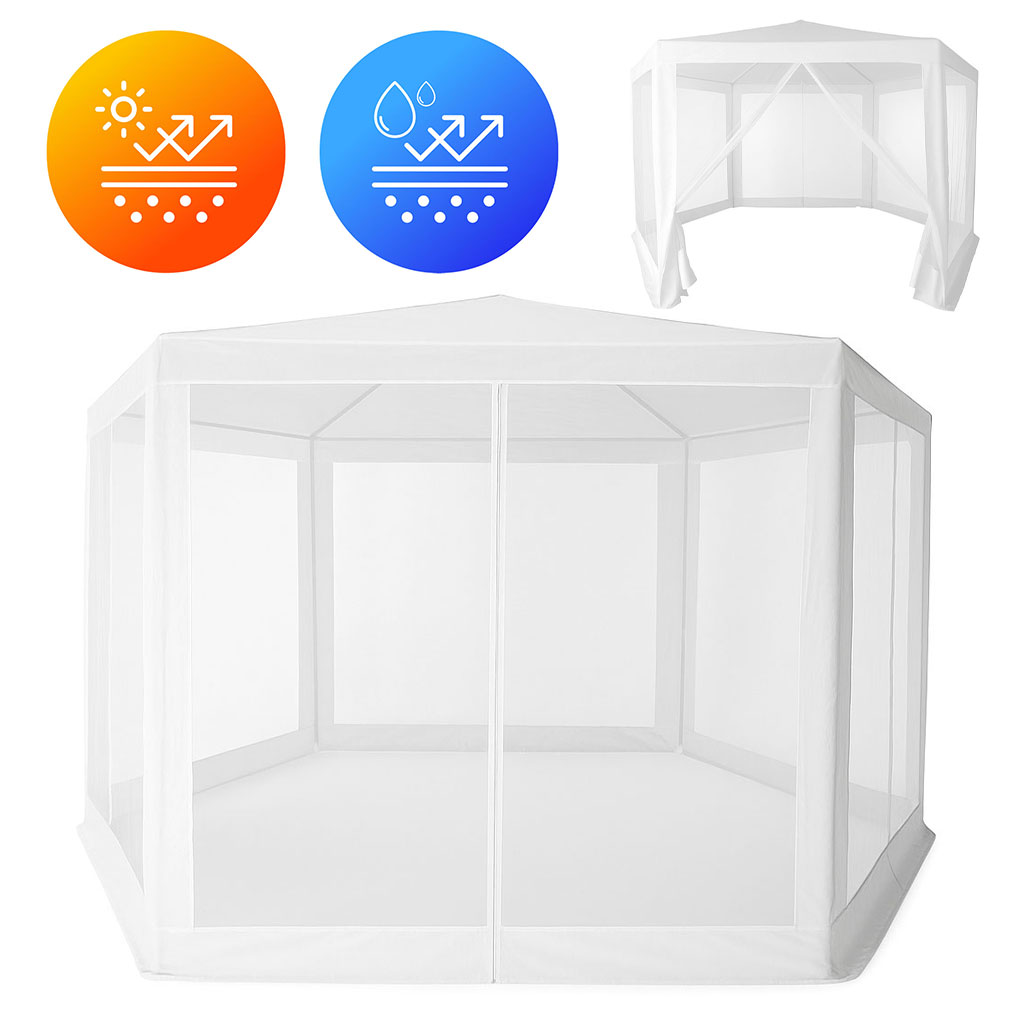 MultiGarden vrtni paviljon, dimenzija 2 × 2 × 2 m, s mrežom protiv komaraca, bijele boje