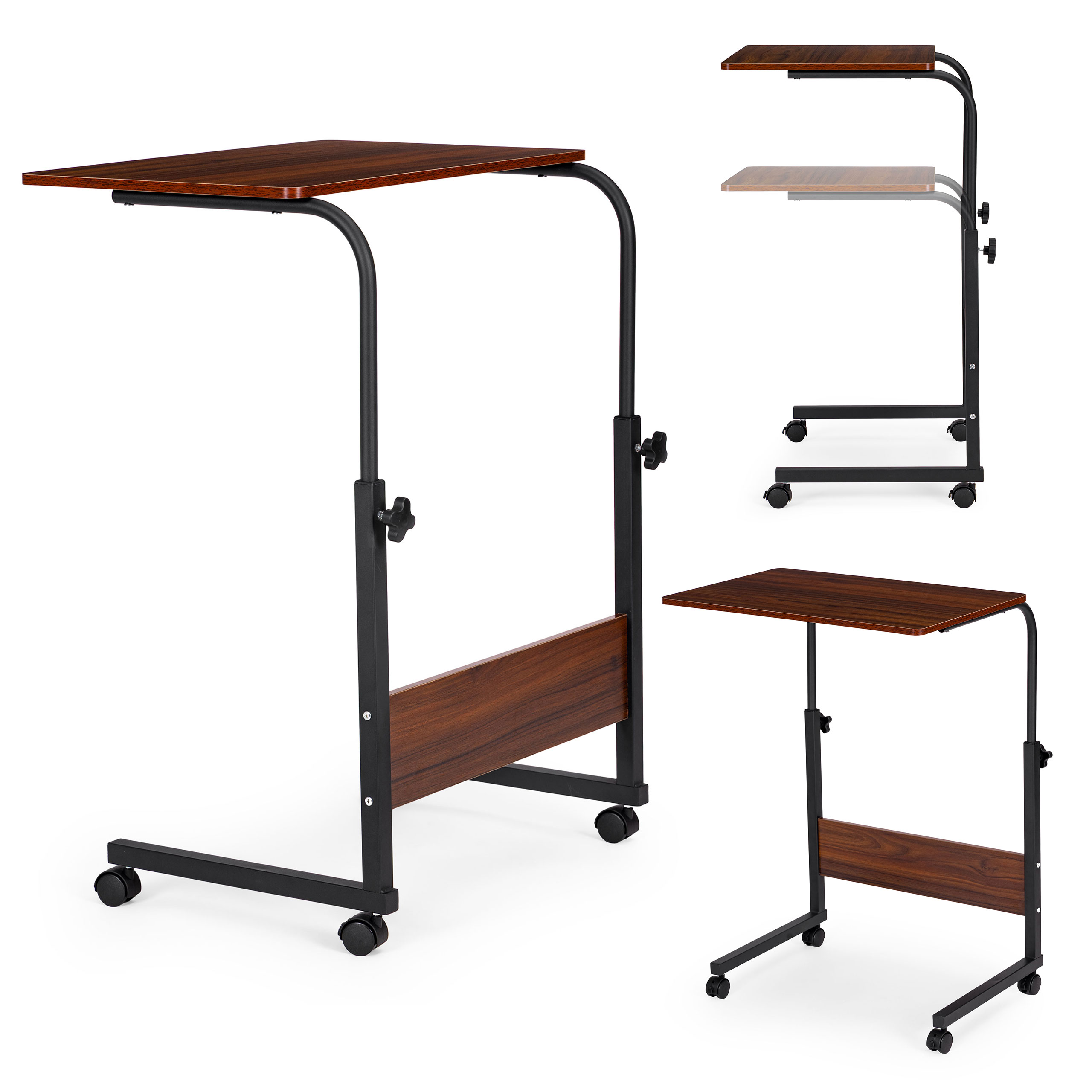 Stol za laptop s kotačima – Pomoćni stolić za sofu ili fotelju tamnosmeđe boje ModernHome